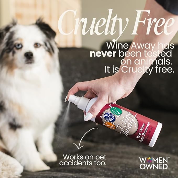 Wine Away Red Wine Stain Remover Spray - Natural Carpet and Upholstery Spot Cleaner - Effectively Removes Blood Clothes Coffee &amp Pet Stains - Best on Both Fresh &amp Dried Stains - 12 Oz - Pac