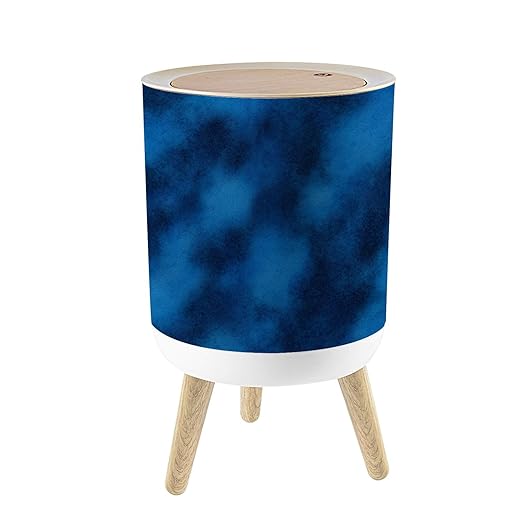Small Trash Can with Lid Soft blue matte seamless texture side animal skin dyed navy color 1.8 Gallon/7L Garbage Can Waste Bin with Press Top Lid Legs Waste Basket for Bathroom Kitchen Bedroom