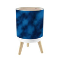 Small Trash Can with Lid Soft blue matte seamless texture side animal skin dyed navy color 1.8 Gallon/7L Garbage Can Waste Bin with Press Top Lid Legs Waste Basket for Bathroom Kitchen Bedroom