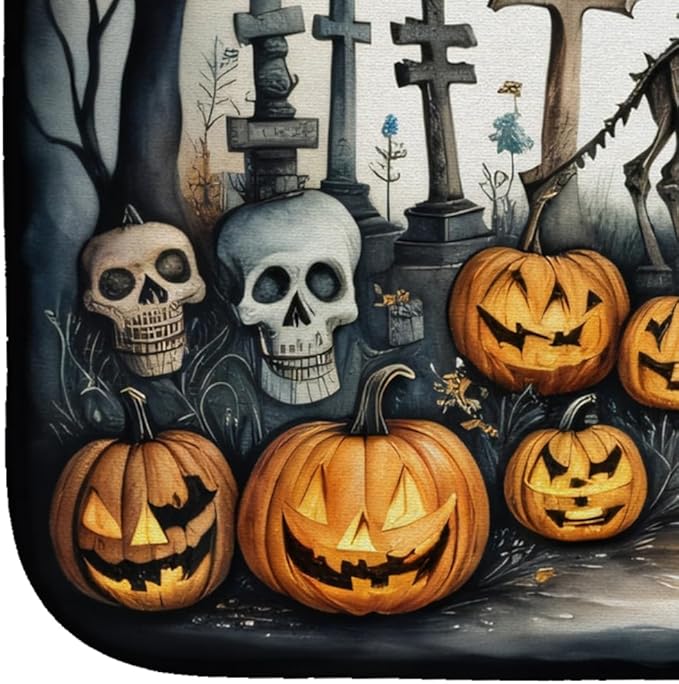 Caroline's Treasures DAC2269DDM Pet Cemetery Spooky Halloween Dish Drying Mat Absorbent Dish Drying Mat Pad for Kitchen Counter Dish Drainer Mat for Countertop 14 x 21 Multicolor