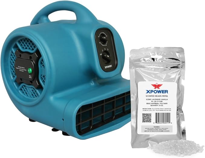 XPOWER P-450NT Freshen Aire 1/3 HP Scented Air Mover with Ionizer Timer &amp Freshener Beads Refill (Lavender Vanilla 8 oz)
