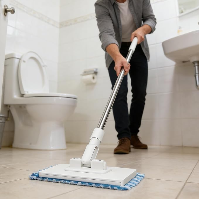 Clip Mop | No-Wash Detachable Retractable | Floor Cleaning Cloth Changing Mopfor Home Office Apartment Bedroom Kitchen Tiles Glass Wood Baseboard