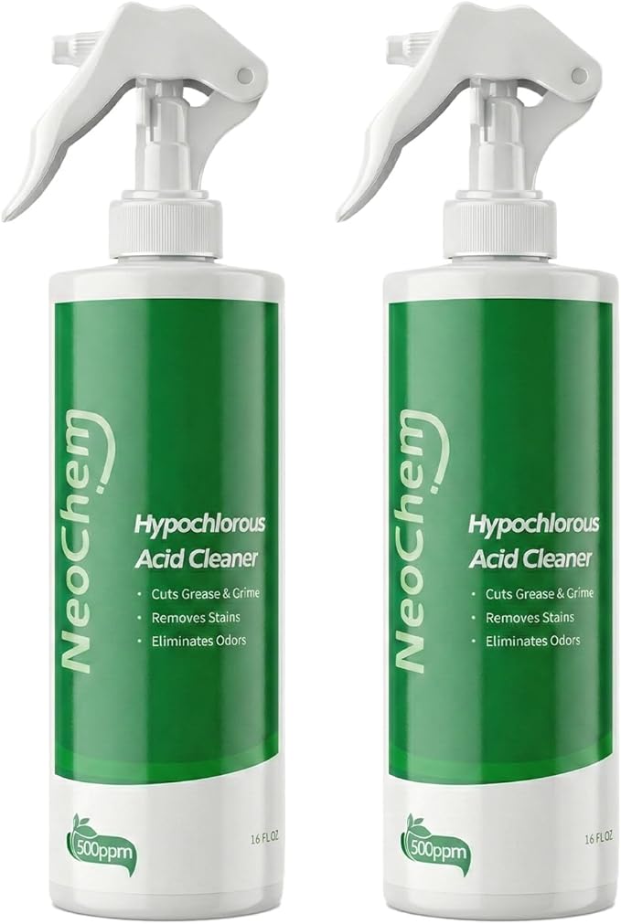 Hypochlorous Acid Spray For Cleaning 500ppm Hypochlorous AcidCuts Grease Removes Stains Eliminates Odors - No Rinse No Harsh Fumes Biodegradable (16oz*2)