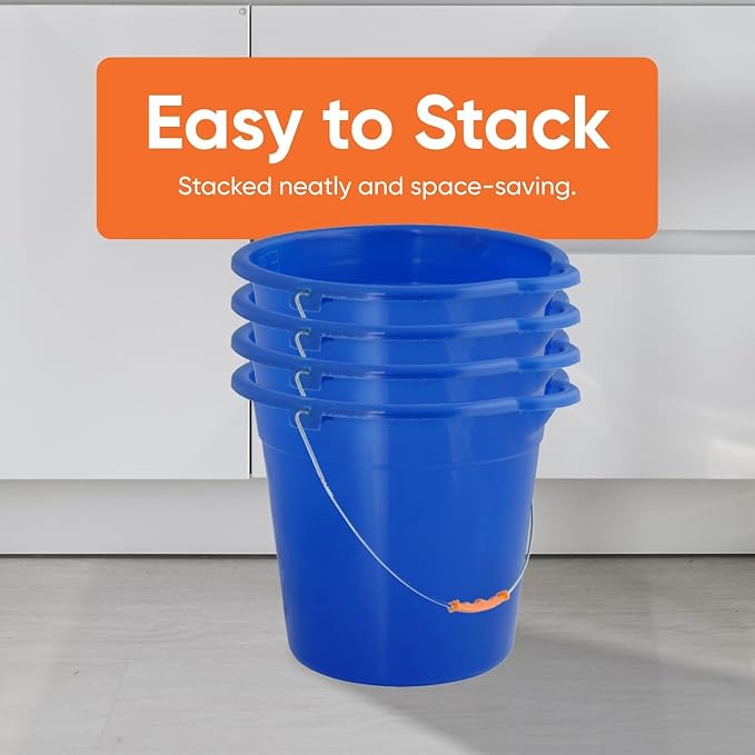 Mop Bucket 2.5 Gallon Bucket for Cleaning - Plastic Car Wash Bucket with Grip Handle - Royal Blue Small Durable Plastic Pail for Fishing Mopping Cleaning Camping -10 Liter