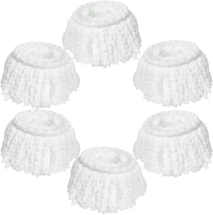6 Pack Mop Heads Replacements Compatible with FunClean Spin Mop &amp RinseWise Mop Bucket Microfiber Spin Mop Head Refill Cleaning Supplie for Home Industrial and Commercial Use