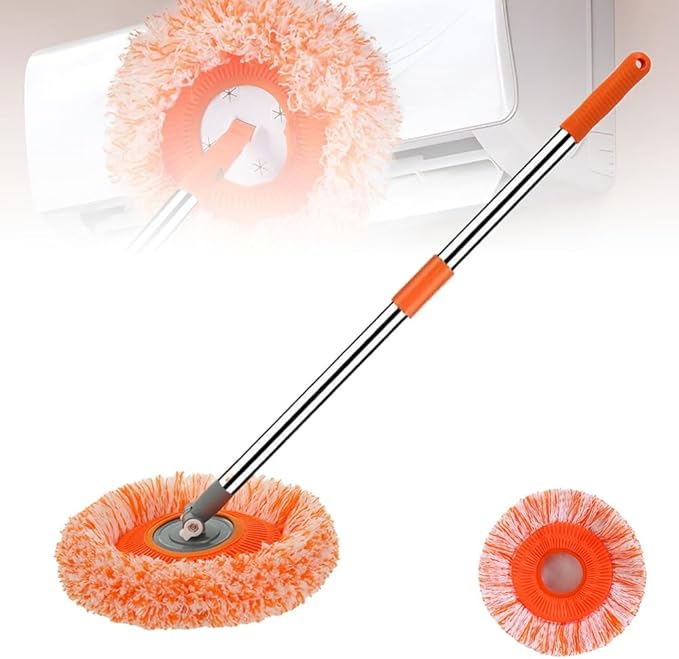 360° Rotatable Adjustable Cleaning Mop Extendable Wall Cleaning Mop with Long Handle Multifunctional Dust Mops Household Rotating Mops for Wall Ceiling Window Floor (Orange 50-95CM)
