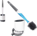 Silicon Toilet Bowl Cleaning Brush SetWall Mount Toilet Brush Refillable Toilet Brush Diatom Mud Absorbent Soft Bristled Silicone Toilet Brush