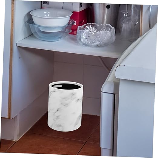 Alipis Trash Bin Marble Pattern Plastic Wastebasket Capacity for Bedroom Kitchen Living Decorative Design with Opening for Easy Use Stylish and Practical