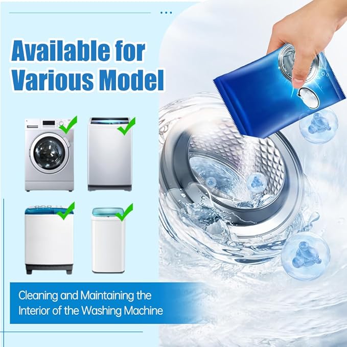 Washing Machine Cleaner 2026 New Powerful Stain Remover for Washing Machine Tanks - Deep Clean Solution for HE Top Load and Front Load Washers Descaler for Drum Tub &amp All Internal Parts (5Pack)