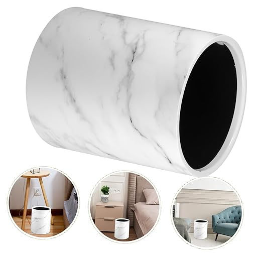 1piece Small Round Lidless Marble Wastebasket for Home Kitchen Office Decorative Garbage Container Stylish Waste Paper Bin Easy to Clean and Stable Structure