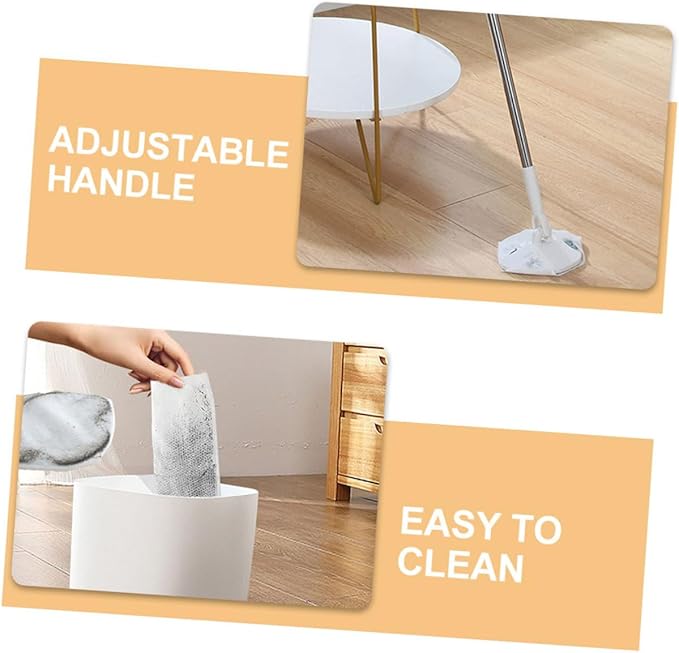 Dust Mop Set with Rotatable Flat Mop Head and Dry Cloth Refill for Hardwood Floors Suitable for Desktop and Floor Use