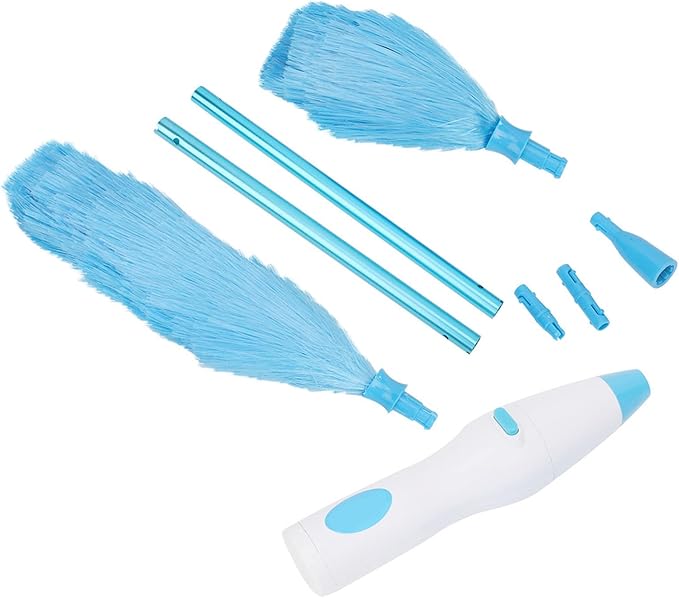 180° Bendable Electric Duster Tool with Pole for Any Shape Furniture Long Lifespan Window Fan Cleaner Pet Hair Duster