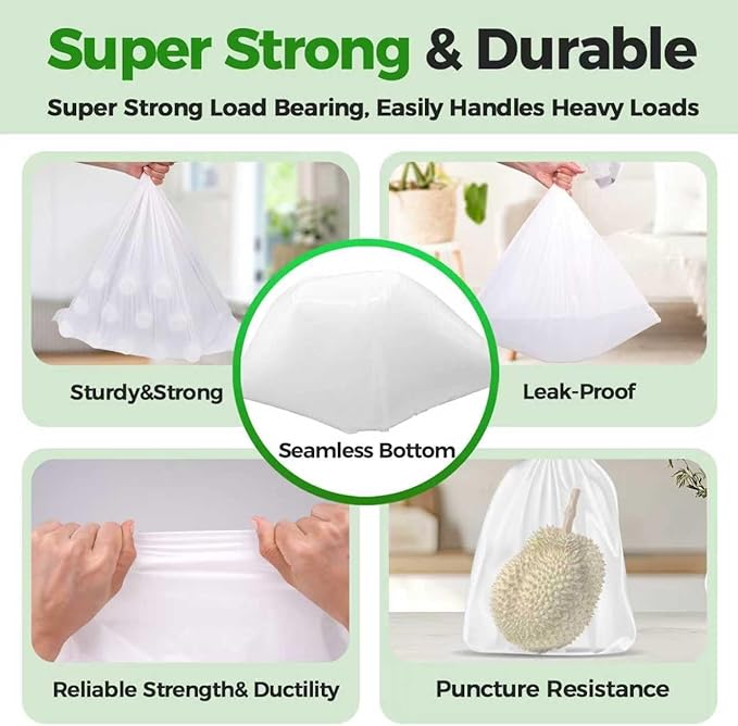 18 Gallon 200 Count Compactor Kitchen Trash Bags Heavy Duty 1.2 Mil THICK Reinforced Drawstring Perfect Fit for 18 Gallon Compatible with Kitchenaid Whirpool GE 15 Inch Compactors GRAND SAVE!