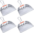 4 Pack Heavy Duty Metal Dustpan Large Wide Dust Pans for Household Handheld Wide Scooper and Debris Cleaning Tool Ideal for Home and Commercial Use(Grey12 Inch)