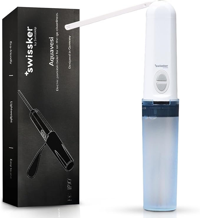 Swissker by Swissklip Portable Bidet Travel Sprayer – Rechargeable Electric Handheld Personal Hygiene Cleaner Compact USB Bidet with Adjustable Pressure for Home &amp Travel