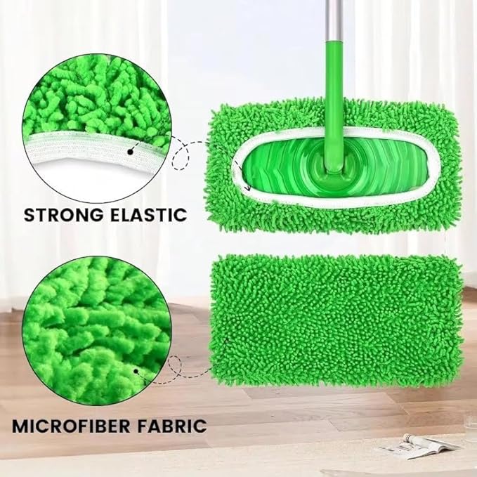 6Pcs Washable Microfiber Flat Mop Pads - Replacement Cloths for Wet Mopping Fits Hardwood and Tile Floors