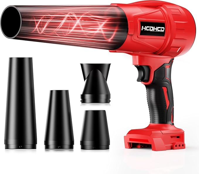 Cordless Leaf Blower Milwaukee M18 18V Battery580000RPM Turbo Jet Blower with 4 Nozzles Lightweight Handheld Blower for Patio Lawn Yard Leaves Dust Garage &amp Snow Cleaning (No Battery)