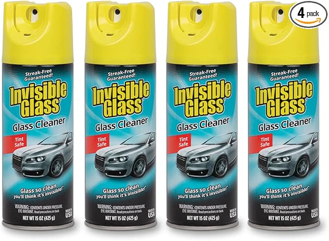 Invisible Glass 91163-4PK Premium Aerosol Glass Cleaner Spray for Car Windshields and Windows Automotive and Home Window Cleaner Streak-Free Ammonia-Free Tint-Safe – 15 oz (Pack of 4)