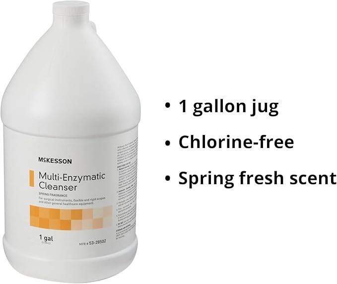 McKesson Multi-Enzymatic Cleanser for Surgical Instruments &amp General Healthcare Equipment 1 Gallon [Pack of 4] Spring Fresh