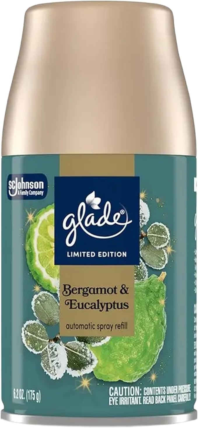 Glade Automatic Spray Refill 6 Pack Bergamot &amp Eucalyptus Scent Home Fragrance Refill Can 6.2 oz