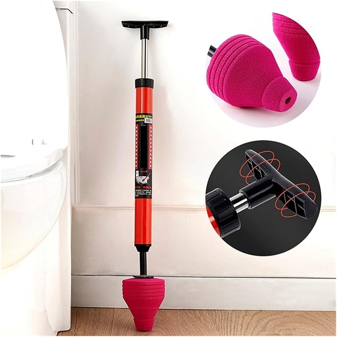 Compatible for Home Toilet Sewer Dredging Plunger 2Pc High Pressure One Shot Pipe Unblocking Silicone Cleaner