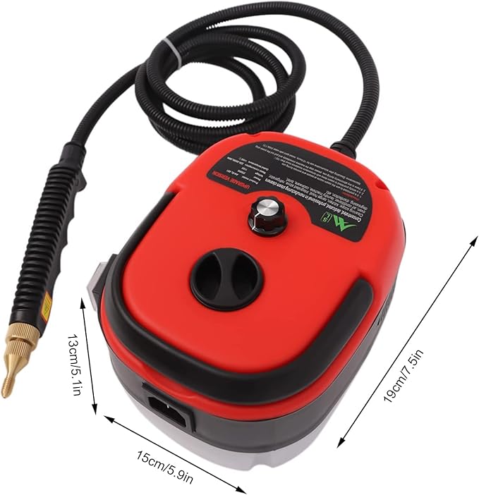 Steamer for Cleaning Pressure Steam Cleaner Handheld High Temp Portable Steam Cleaner Electric Steam Machine for Home Use Grout Tile Car Detailing Kitchen Bathroom (Red)