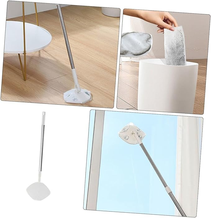 Electrostatic Dust Mop with Washable Pads 1pcs Dry Wet Floor Duster Rotatable Triangle Mop Head for Home Cleaning and Window Dust Removal