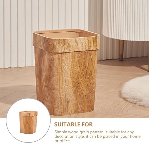 Cabilock Office Decor Decor Decor Decor Trash Can Wood Grain/Marble Pattern Garbage Container Bin Decoration Bin Plastic Toilet Paper Bucket for Bathrooms Kitchen Bedroom Office