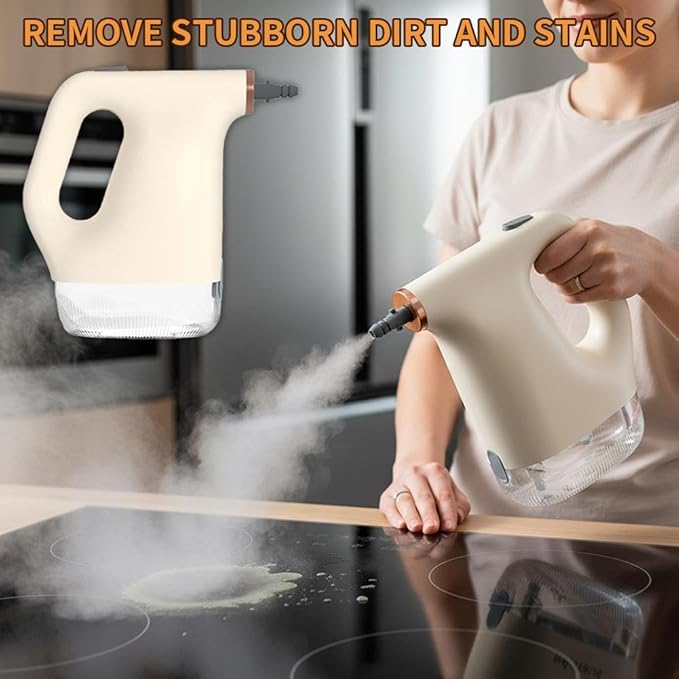 Handheld Steam Cleaner with 6 Accessories 20-Second Fast Heat-Up High-Pressure Steam Machine Multi-Purpose Portable Steamer for Kitchen Grease Bathroom Tile Grout Car Detailing Beige
