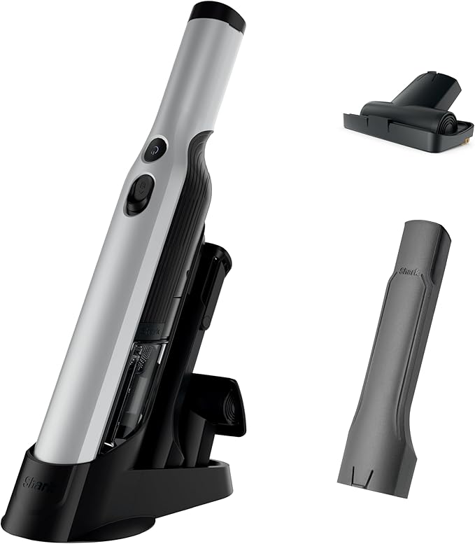 Shark WANDVAC Cordless Hand Vac Lightweight Versatile and Portable at 1.4 lbs. Powerful Suction Charging Dock One-Touch Empty NEW Furfins Tool &amp Crevice Tool for Pet &amp Home Gray WV201W