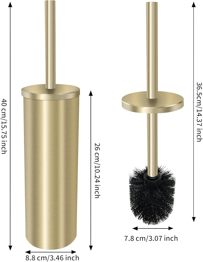 Stainless Steel Toilet Brush with Holder Set for Bathroom Storage and Organization Toilet Bowl Cleaner Brush and Holder (1 Gold)