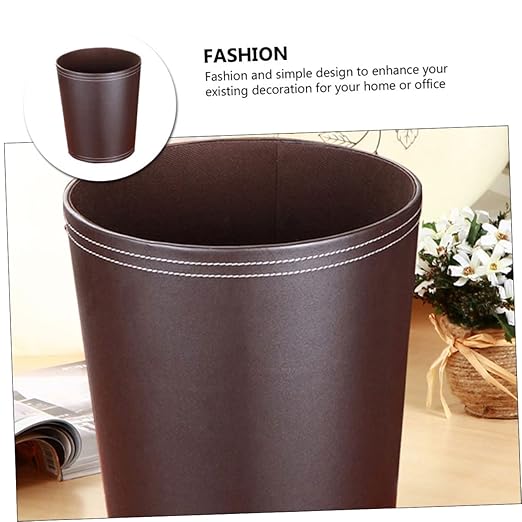 Stylish Leather Wastebasket Garbage Can for Bedroom Trash Can Simple Design