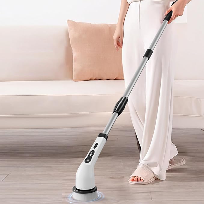 Electric Brush for Cleaning - Adjustable Handle GadgetsRechargeable Cordless Shower Scrubber | Car Kitchen Home Shower Floor Tile Tub Grout Wall Toilet