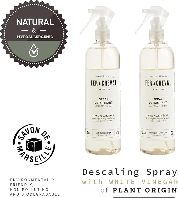 Fer à Cheval Bathroom Limescale Spray 500 ml/ 16.9 fl oz 4-in-1 Cleaner with Natural Ingredients