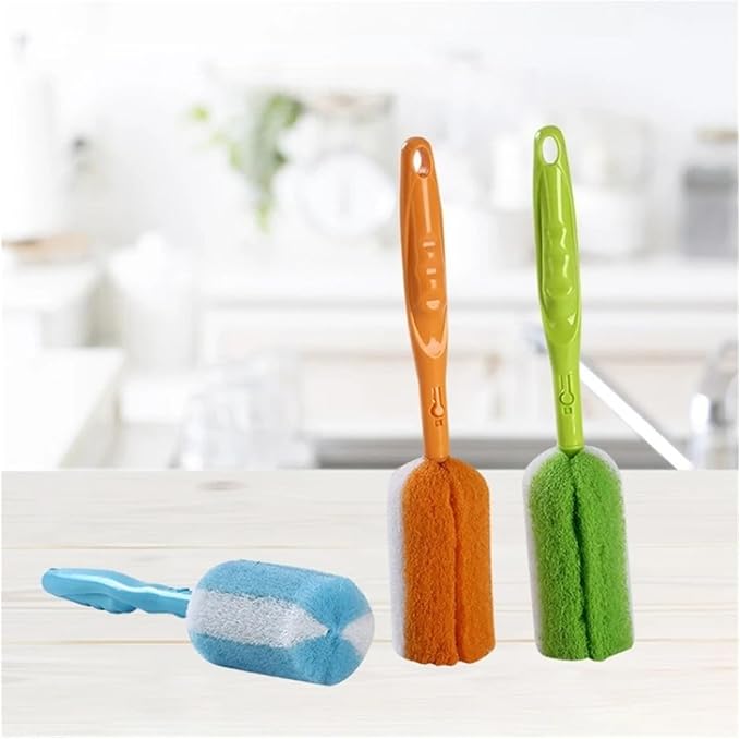 Water Cup Cleaning Brush Long Handle Sponge Washing Kitchen Baby Bottle(Green)