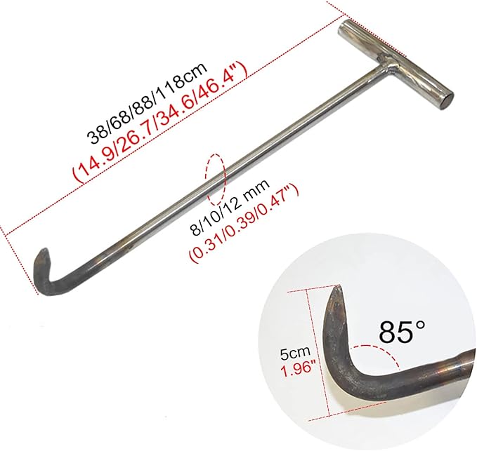 Drain Grate Lifter Portable T Style Cover Tool for Drain Covers Moving Lifting and Pulling Tool Stainless Steel 38cm Size