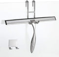 Simtive 12-Inch Shower Squeegee Set Includes Shower Door Hook and Adhesive Hook Squeegee for Shower Doors Mirror and Window Silver