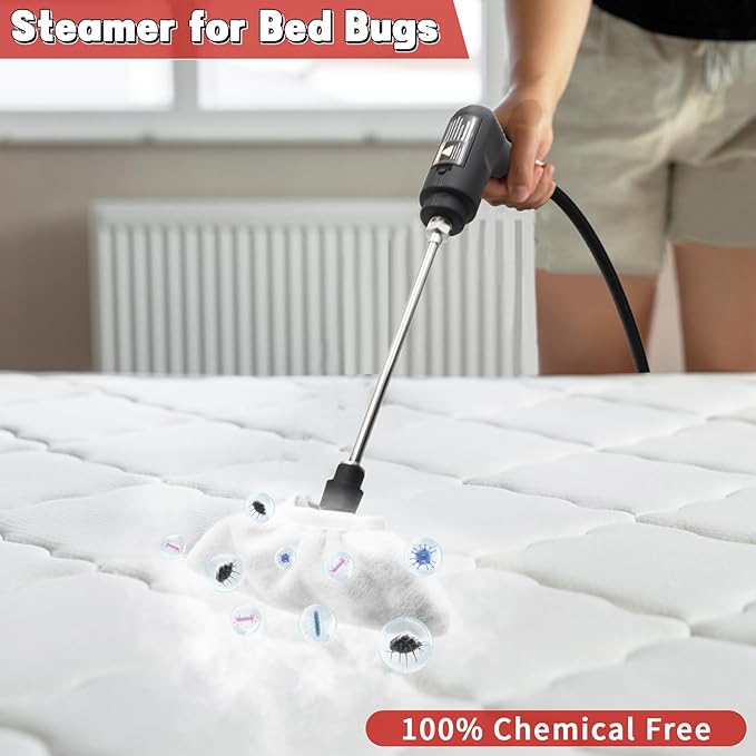 Handheld Steam Cleaner for Home 2500W High Temperature Pressurized Machine 1.6L Water Tank Handle-controlled Steam Output Portable Cleaning Steamer for Car Bed Bugs Furniture Grout (Red)