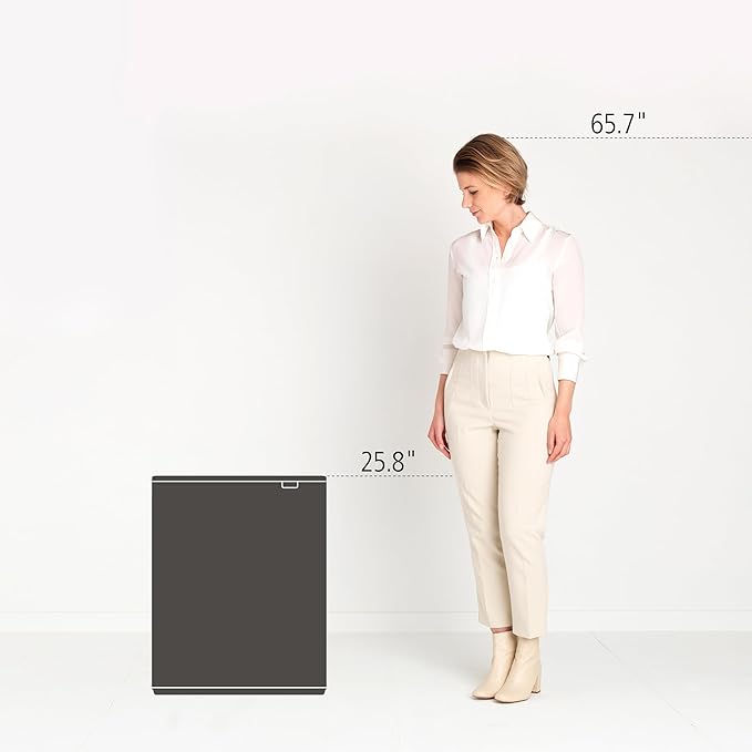 Brabantia Bo Touch Top Kitchen Trash Can with Single Compartment | Matt Black | 16 Gal Inner Bucket | Soft-Close Garbage Can Light Touch Opening Stay-Open Lid | Fits Against Wall | + Trash Bags