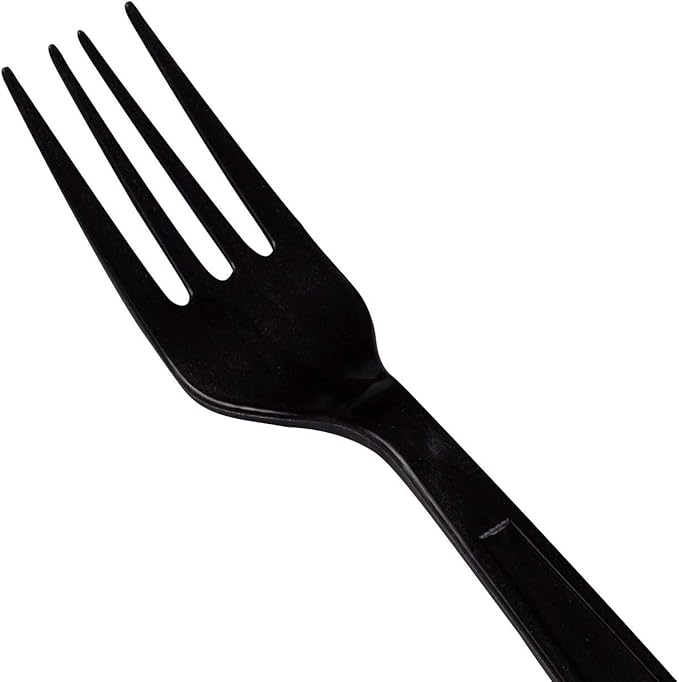 Karat [7 - 1000 ct] Heavy Duty Plastic Forks Individually Wrapped - Sturdy Disposable Forks for Restaurants &amp Food Trucks | Black