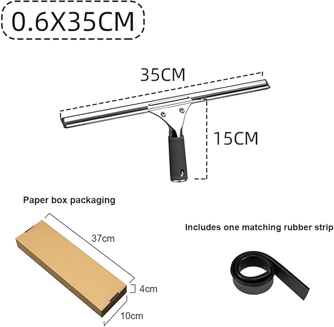 Scraping Glass Window Brush Style Glass Cleaning Wiper Single-Sided Window Cleaning Floor(Black 35cm)