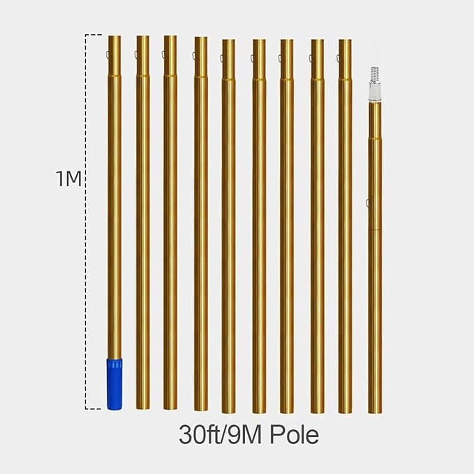Outdoor Window Cleaning Pole Water Fed Pole Kit Water Fed Telescopic Brush with 20 M Water Supply Pipe Solar Panel Cleaning Equipment for Cleaner Outdoor Window(9M/30Ft)