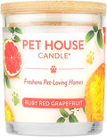 Pet House Candles Clean Burning Long Lasting Candles for Pet Odor Plant-Based 60 Hour Burn Time - Ruby Red Grapefruit 9 oz