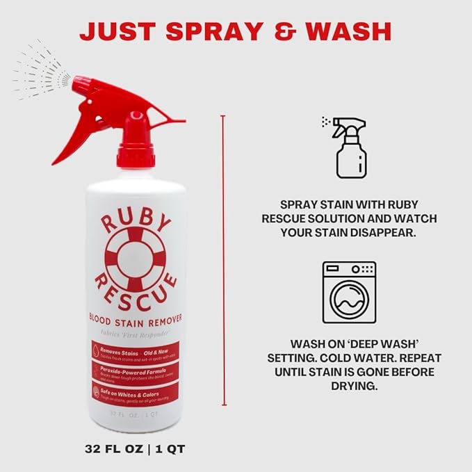 Emergency Stain Rescue Stain Remover Spray Powerful Peroxide Formula Clothes Carpets Upholstery Spray Cleaner Instantly Lifts Protein-Based Stains