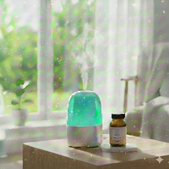 G's Breeze Smart Aroma Diffuser with Refill – Bluetooth &amp Wi-Fi App Control LED Lighting Adjustable Intensity Long-Lasting Woody Fragrance for Home or Office - Musk