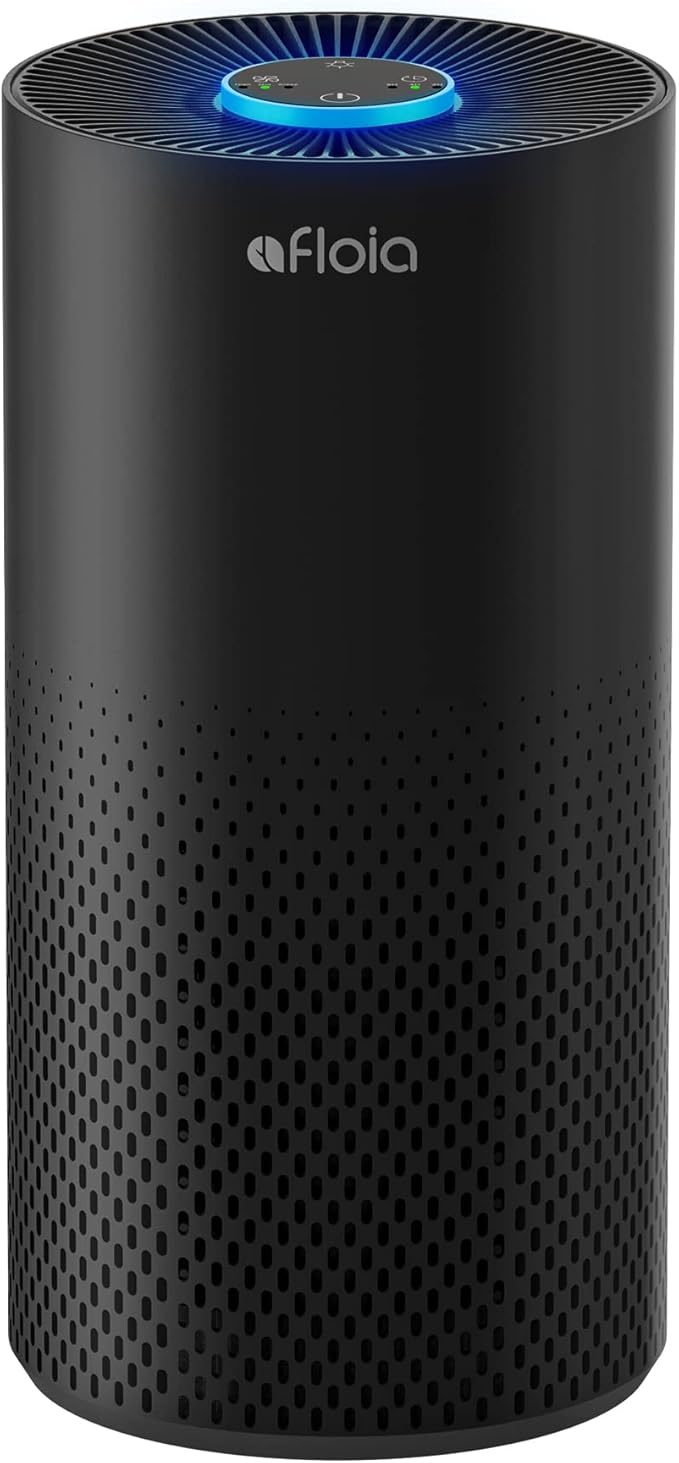 Afloia Air Purifiers for Home Large Room Up to 1076 Ft² 3-Stage Filter Air Purifiers for Bedroom 22 dB Air Purifiers for Pets Dust Dander Mold Pollen Odor Smoke Kilo Black 7 Colors Light
