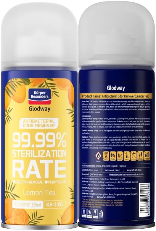 Glodway Air RefresherOdor Eliminator Remover SprayOdor RemoverLemon Long-Lasting Scent For HomeCouchMattressFurniture bathroomFabrics &amp Trash6 Ounce4 pack