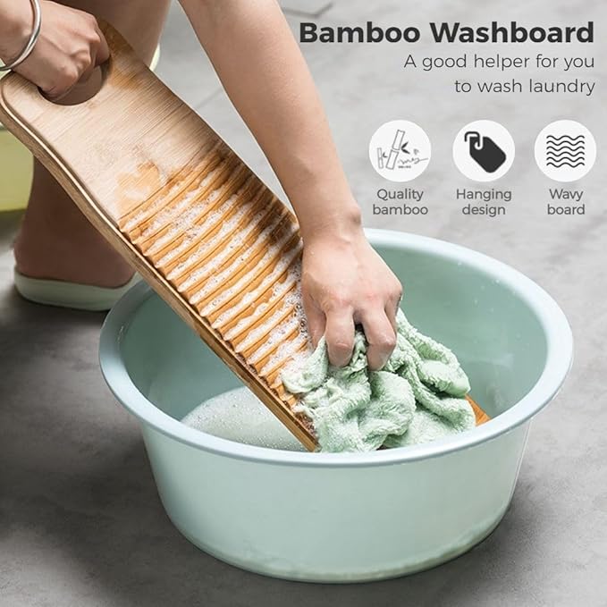 Thick Bamboo Laundry Washboard for Effective Clothes Stain Removal and Scrubbing