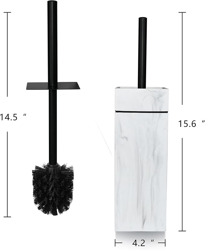 Black Line Design Resin Toilet Bowl Holder and Brush Set Stylish Bathroom Cleaning Tool with Durable Bristles Compact and Functional