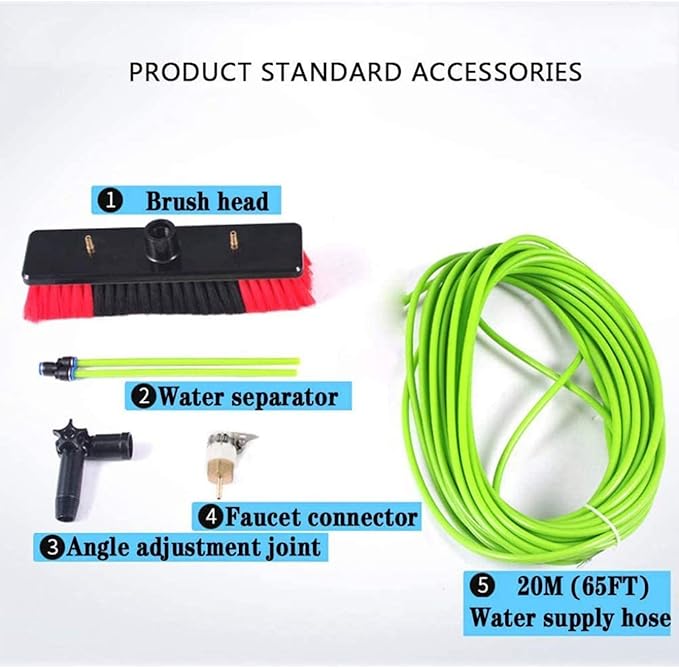 Photovoltaic Panel Cleaning Window Clean 5-12m Water Fed Telescopic Brush Extendable Cleaner Conservatory Roof Cleaning Tools/10m Rod/30/50cm Brush Head Windows Cleaning Washing Tool